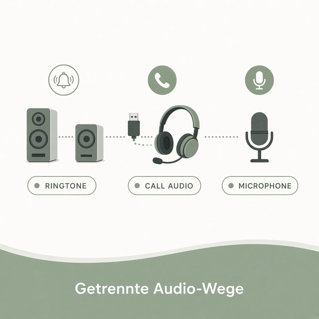 Getrennte Audio-Wege Softphone – Ringtone Lautsprecher und Headset Gespräch